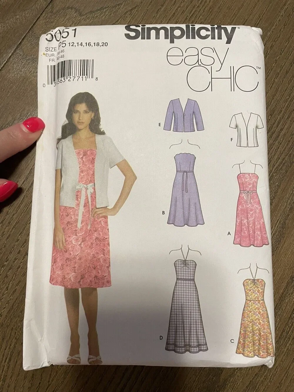 Simplicity 5051 Strapless, Cami or Halter Dress & Jacket Sz 12-20 UNCUT Pattern